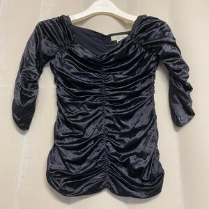 Vintage Jeff Gallano Women’s Blouse Size US S/M Ruched Dark Romantic Whimsigoth